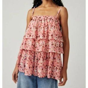 Free People Tiered Tank Floral Pink